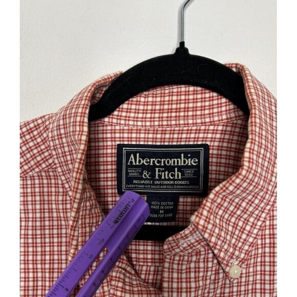 Abercrombie & Fitch Shirt Mens Red Plaid Button Down Long Sleeve Size Medium - Picture 3 of 9